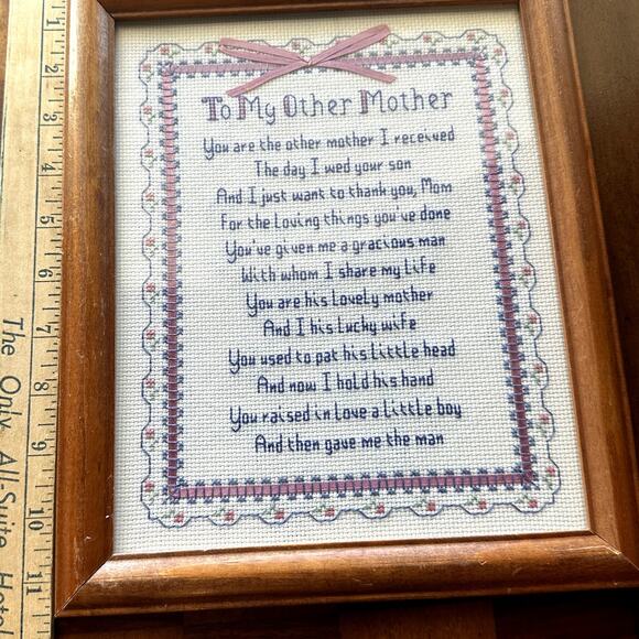 Vintage Cross Stich Embroidery To My Other Mother framed art - Picture 9 of 10
